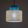 Lampa wisząca zwis z abażurem DUO JUTA GREEN do salonu na E27 3257 TK Lighting