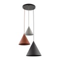 Potrójna lampa wisząca na okrągłej rozecie z kloszami-stożkami 6633 TK Lighting