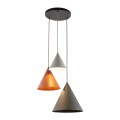 Potrójna lampa wisząca na okrągłej rozecie z kloszami-stożkami 6633 TK Lighting