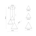 Potrójna lampa wisząca na okrągłej rozecie z kloszami-stożkami 6633 TK Lighting