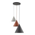 Potrójna lampa wisząca na okrągłej rozecie z kloszami-stożkami 6633 TK Lighting
