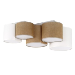 Lampa sufitowa MONA JUTA klosze z materiału biały brązowy 5909 TK Lighting