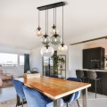Lampa wisząca ze szklanymi kloszami ESME Czarna podsufitka E27 4819 TK Lighting