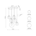 Lampa wisząca ze szklanymi kloszami ESME Czarna podsufitka E27 4819 TK Lighting