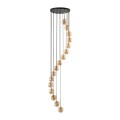 Lampa wisząca kaskadowa 16 kloszy AURORA Czarno-złota designerska 6023 TK