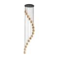 Lampa wisząca kaskadowa 16 kloszy AURORA Czarno-złota designerska 6023 TK
