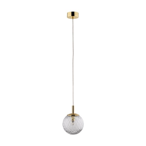 Lampa wisząca śr. 14cm G9 CADIX złote detale strukturalny szklany klosz 759 TK Lighting