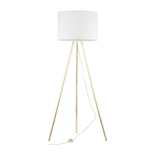Lampa podłogowa UMBERTO gwint E27 moc 15W styl nowoczesny klosz tkanina | złoty 6637 TK lighting