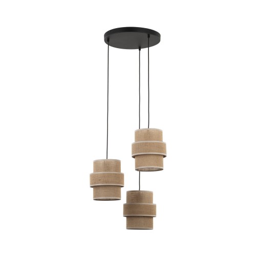 Lampa wisząca z trzema abażurami w kolorze juty na E27 6098 TK Lighting