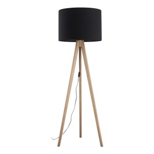 Lampa podłogowa trójnóg drewniany z czarnym abażurem GRAND 16008 TK Lighting