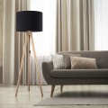 Lampa podłogowa trójnóg drewniany z czarnym abażurem GRAND 16008 TK Lighting