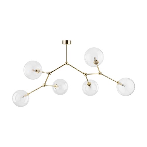 Lampa sufitowa z 6 okrągłymi kloszami złote dodatki FAIRY 10071 TK Lighting