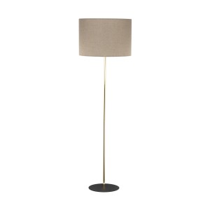 Lampa podłogowa złota noga czarna podstawa UMBERTO lniany klosz 16035 TK Lighting