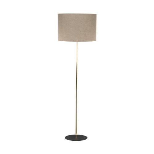 Lampa podłogowa złota noga czarna podstawa UMBERTO lniany klosz 16035 TK Lighting