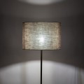 Lampa podłogowa złota noga czarna podstawa UMBERTO lniany klosz 16035 TK Lighting