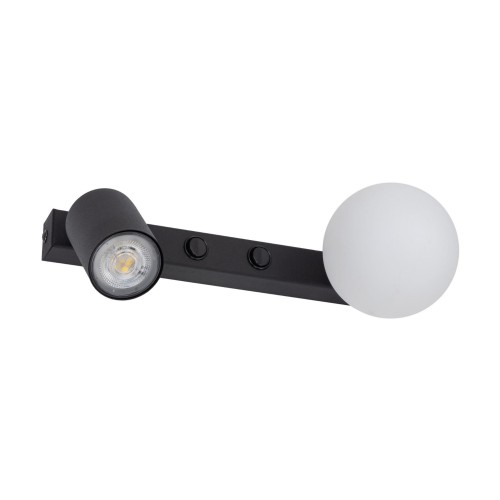 Kinkiet ścienny czarny z reflektorkiem i szklanym kloszem 10148 TK Lighting