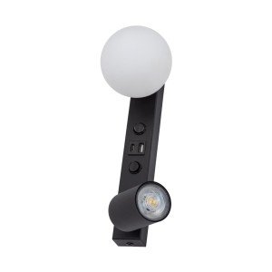 Nowoczesny kinkiet czarny z 2 źródłami światła, ładowarka USB 10152 TK Lighting
