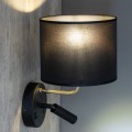 Kinkiet RICHI gwint E27 moc E27 - 60W + G9 - 6W styl nowoczesny klosz tkanina | czarny 4234 TK lighting