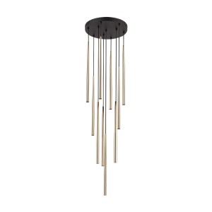 Lampa wisząca Piano czarno-złota, dziesięć kloszy rurek na G9 10118 TK Lighting