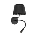 Kinkiet czarny z abażurem i elastycznym ramieniem, złącza USB 10203 TK Lighting