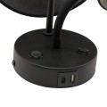 Kinkiet czarny z abażurem i elastycznym ramieniem, złącza USB 10203 TK Lighting