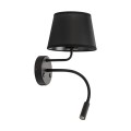 Kinkiet czarny z abażurem i elastycznym ramieniem, złącza USB 10203 TK Lighting