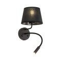 Kinkiet czarny z abażurem i elastycznym ramieniem, złącza USB 10203 TK Lighting