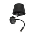 Kinkiet czarny z abażurem i elastycznym ramieniem, złącza USB 10203 TK Lighting
