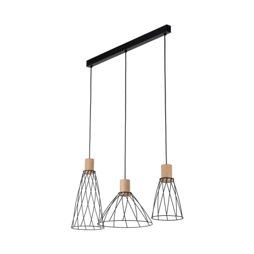 Potrójna lampa wisząca na listwie z drucianymi kloszami na GU10 10158 TK Lighting