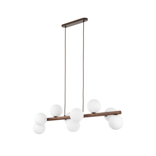 Lampa wisząca do salonu z 9 szklanymi kloszami drewniana listwa 10273 TK Lighting