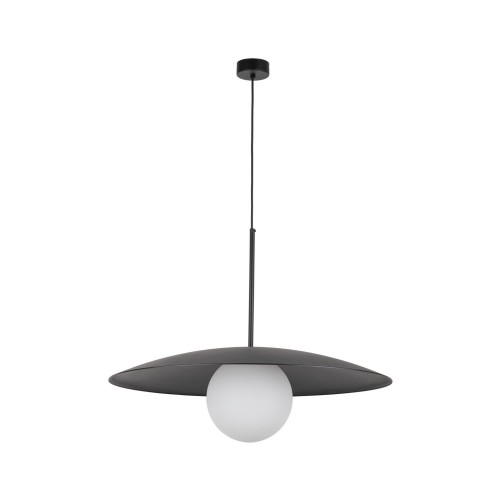 Lampa wisząca czarna SLATE GLASS nad stół biały szklany klosz 10637 TK Lighting