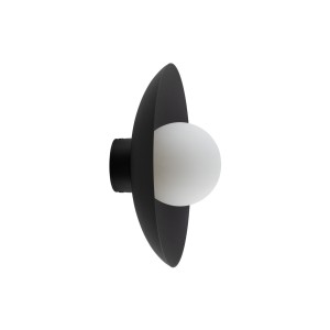 Minimalistyczny kinkiet ścienny czarny + szklany mleczny klosz 10934 TK Lighting