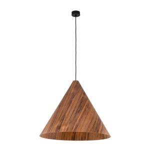 Lampa wisząca SOLIN z designerskim drewnianym kloszem do salonu 10598 TK