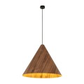 Lampa wisząca SOLIN z designerskim drewnianym kloszem do salonu 10598 TK