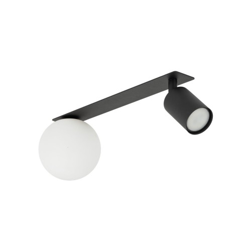 Sufitowa lampa podtynkowa czarna z szklanym kulistym kloszem do sypialni 10927 TK Lighting